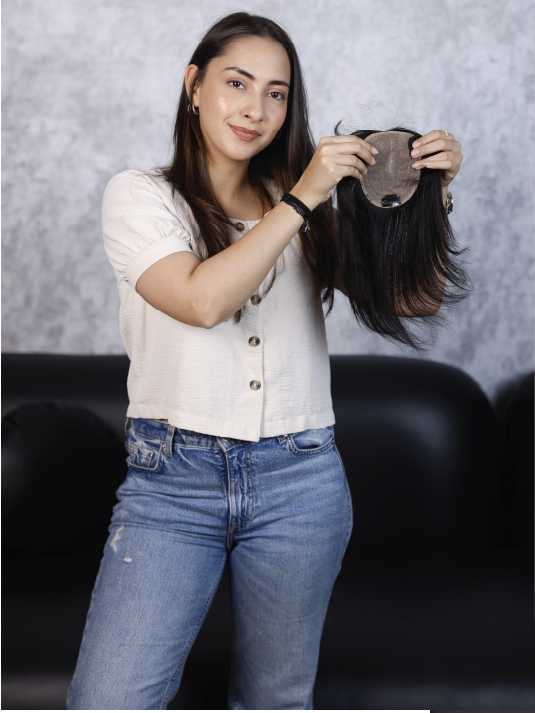 Heart-Shaped Hair Topper with Bangs