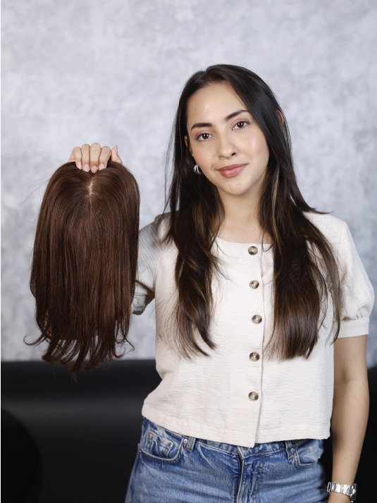 Heart-Shaped Hair Topper with Bangs