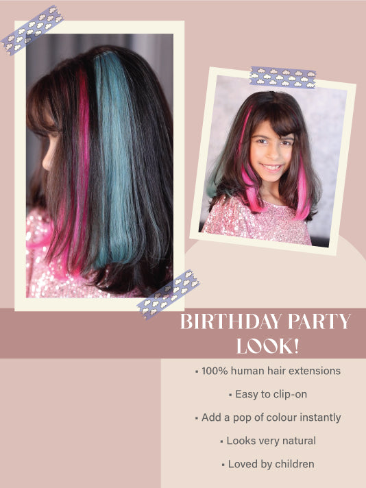 Magical Makeover Party Pack | Clip-On Fringe & Color Streak Hair Extensions for Kids