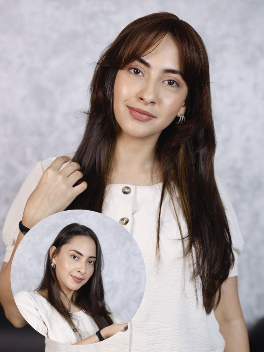 4 X4 Heart-Shaped Hair Topper with Bangs