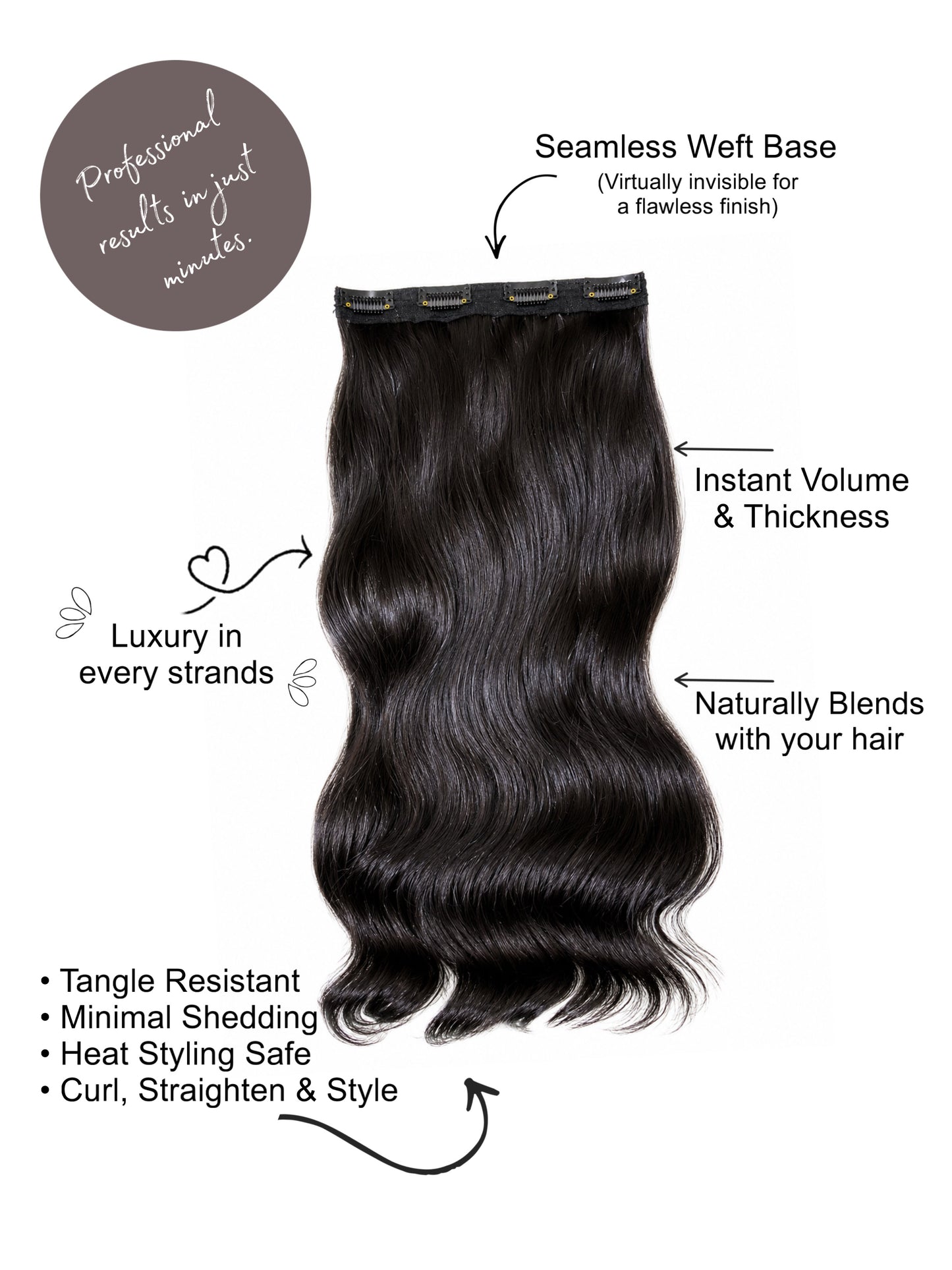 Pro Premium Seamless Clip-in Hair Volumizer I Natural Colour