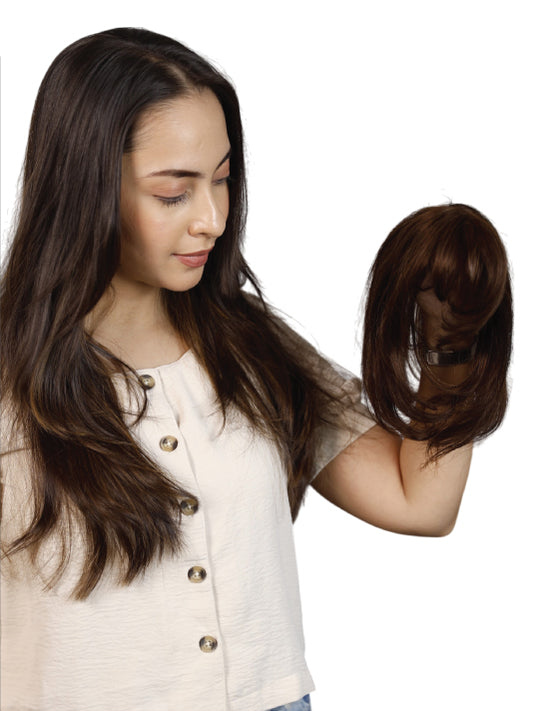 4 X4 Heart-Shaped Hair Topper with Bangs