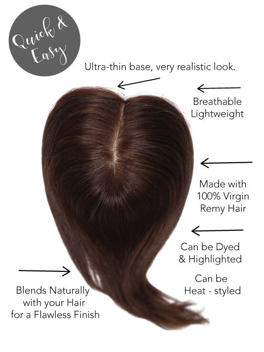 4 X4 Heart-Shaped Hair Topper with Bangs