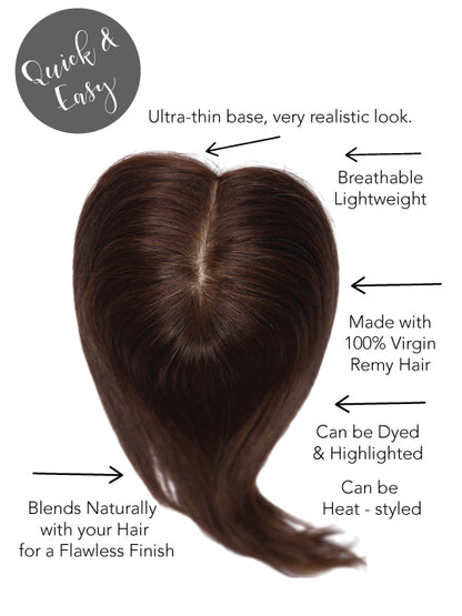 4 X4 Heart-Shaped Hair Topper with Bangs