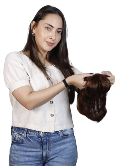4 X4 Heart-Shaped Hair Topper with Bangs