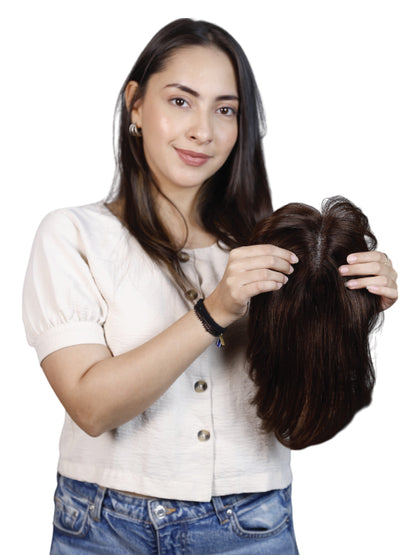 4 X4 Heart-Shaped Hair Topper with Bangs