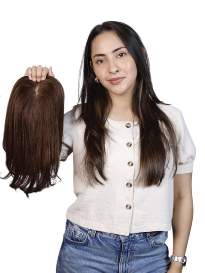 4 X4 Heart-Shaped Hair Topper with Bangs